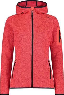 Куртка CMP Woman Fleece Jacket Fix Hood (3H19826) Женская плотная флисовая куртка Knit-Tech в крапинку с капюшоном (3H19826) красный флуо/антрацит