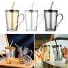 Стеклянные кружки для воды и кофе с трубочкой и крышкой, двухстенные стаканы для холодного чая, термокружка с защитным чехлом 450 мл