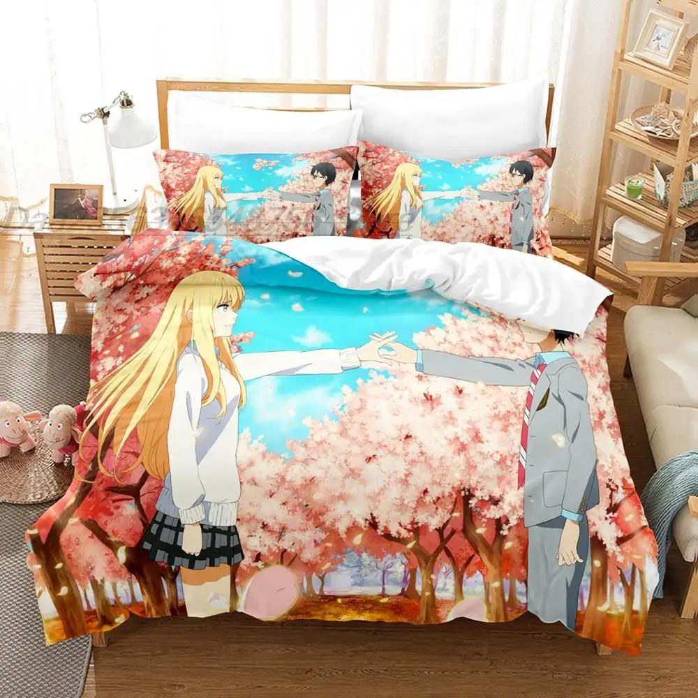 Ваш комплект постельного белья Lie In April Single Twin Full Queen King Size Bed Set Teenager Bedroom Duvetcover Sets 3D roupa de cama ca