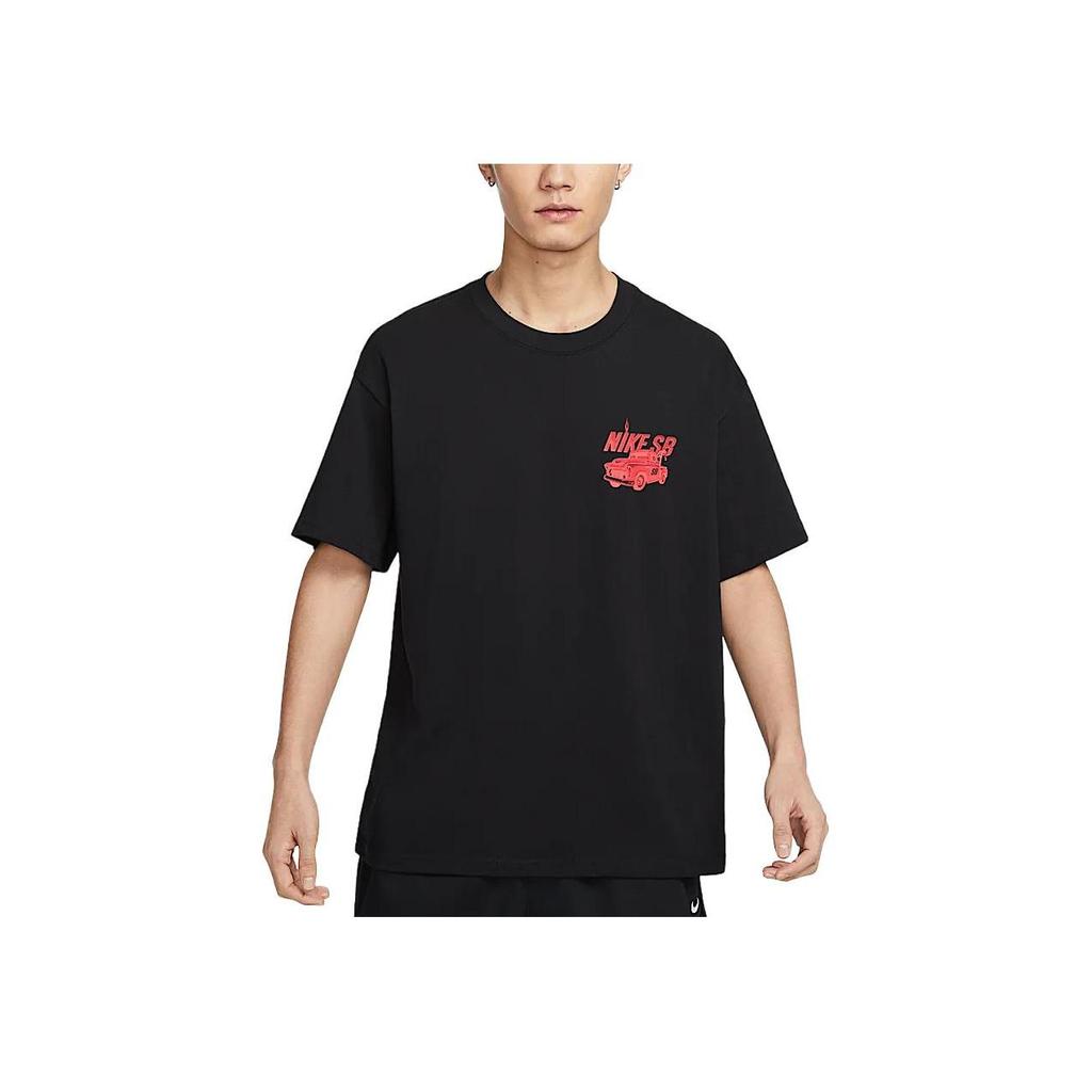 Nike SB Logo свободный крой футболка для скейтбординга мужские топы черные HJ0821-010