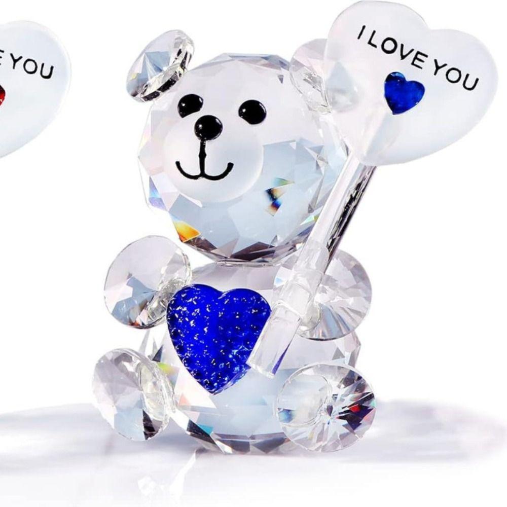 Bear Crystal Bear Figurine Collection Colorful Pretty Glass Ornament Cute Bear Statue  Home