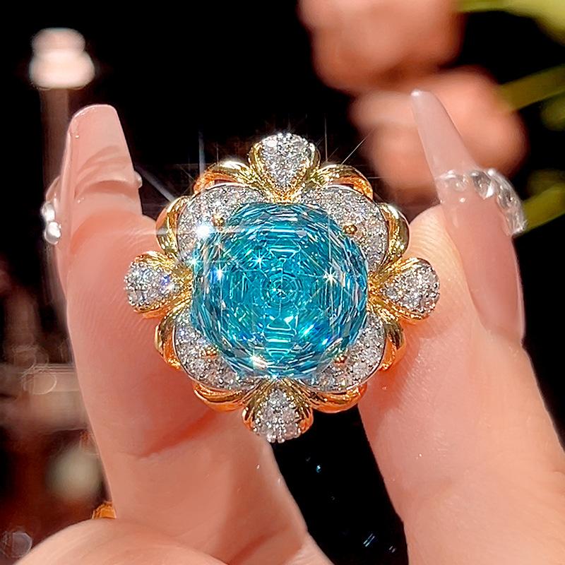 Ювелирные изделия Медное основание Позолоченное Имитация Морской синий Ретро Матовое Легкая роскошь Костюм Женский 16-14M