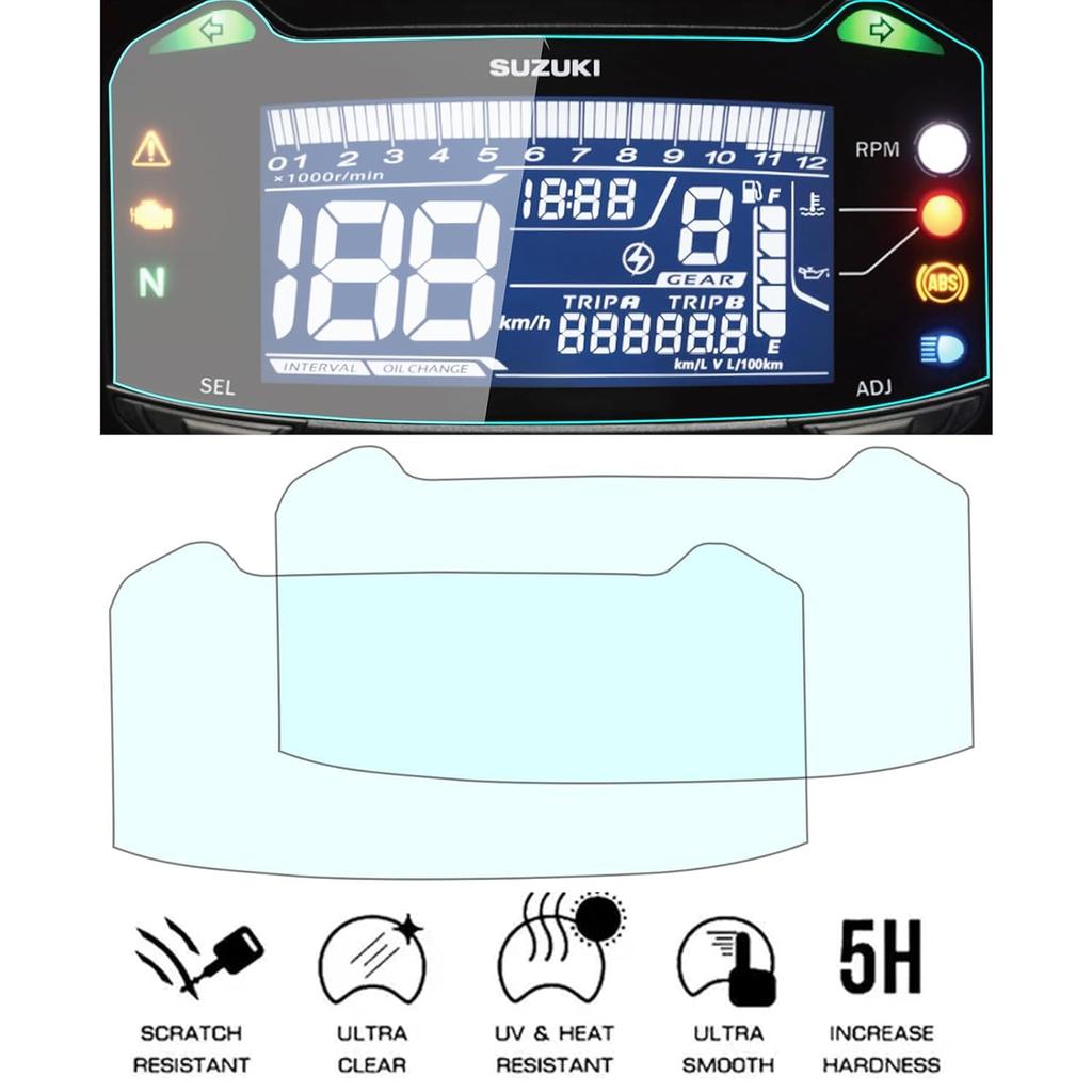 Motokano Пленка для приборной панели для GSX250R (2017-2024) и V-Strom 250 (2017-2023) - Защитная пленка для приборной панели, набор из 2 штук