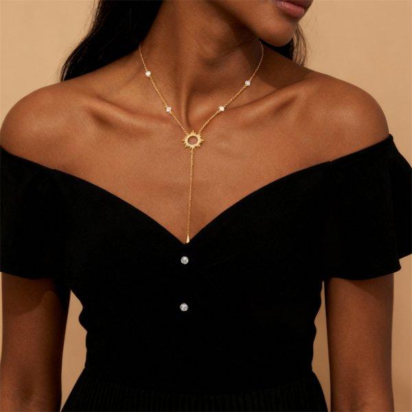 Stainless Steel Vintage Totem Sun Pendant Necklace For Women Men Gold Color Fashion Statement Neck Chain Jewelry Accessories