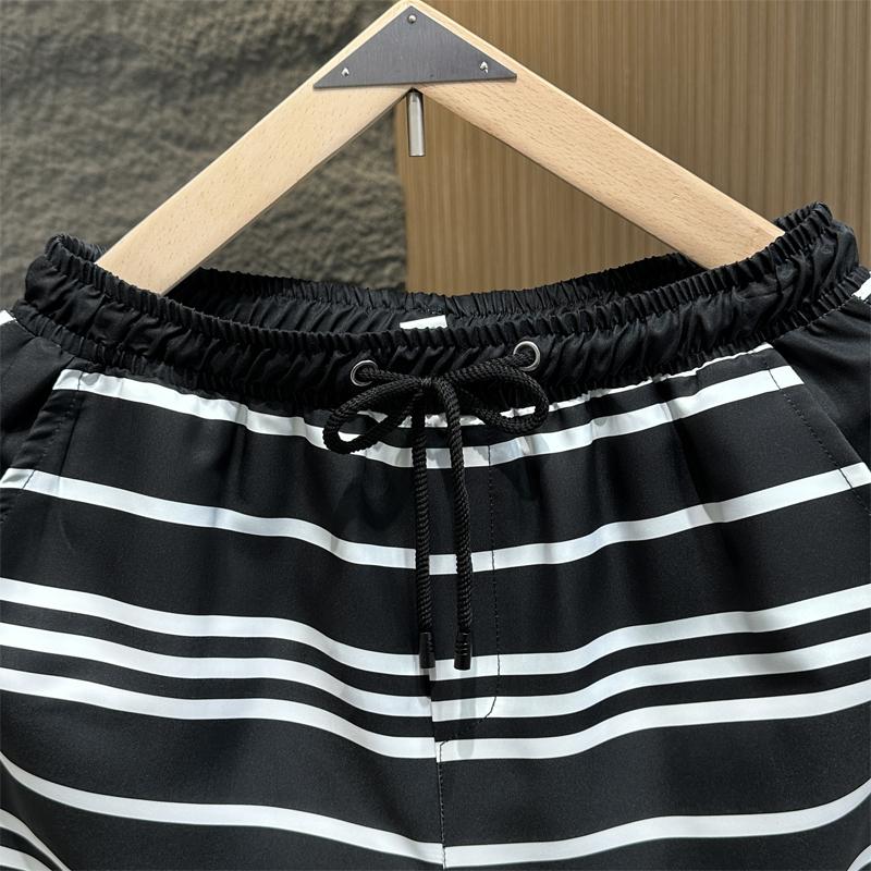 Plus Size M-7XL Casual Shorts Summer Men Clothes Elastic Waist Summer Stripe Shorts