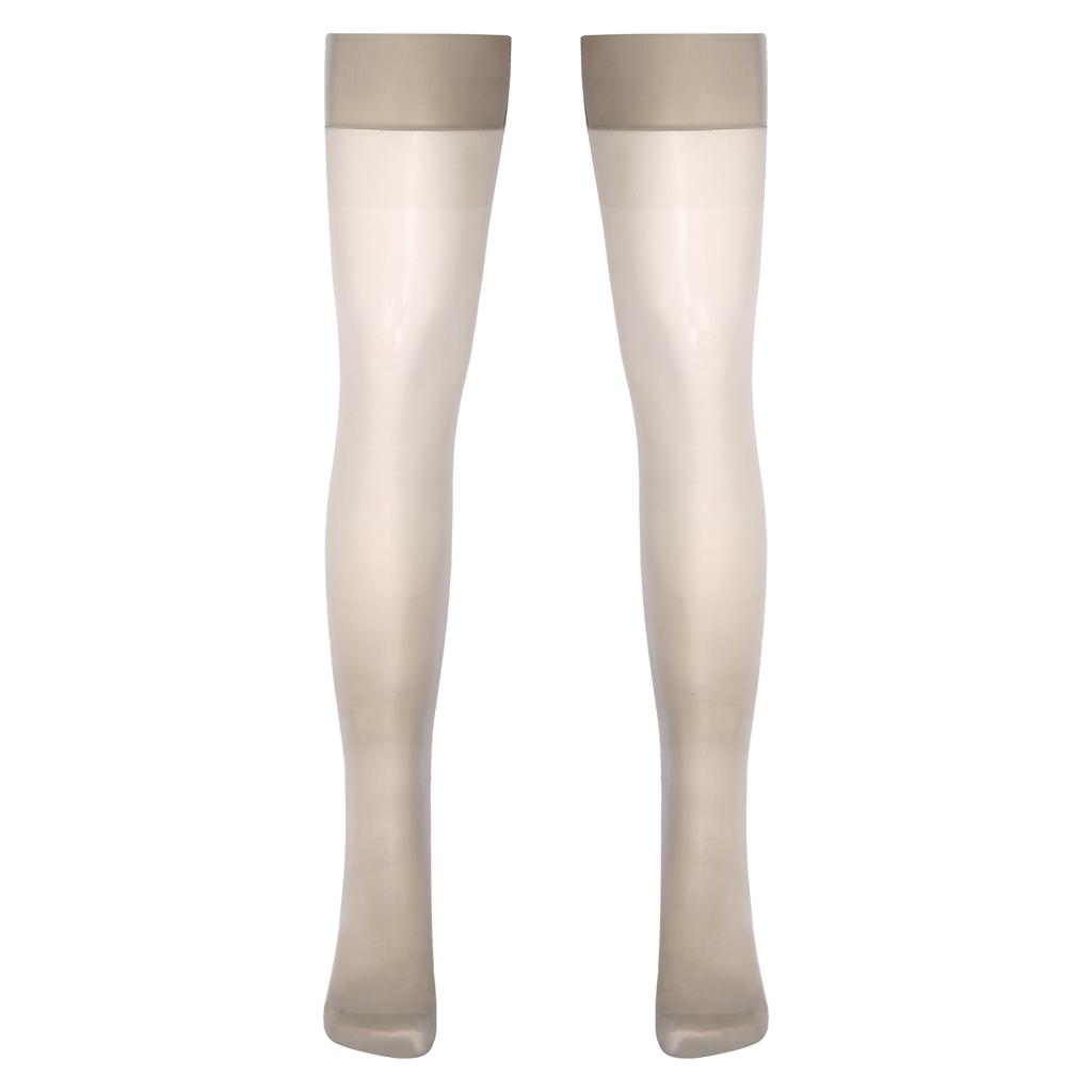 High Stockings Womens Glossy See-through Thin Shiny Solid Color Elastic Sheer Thigh High Socks