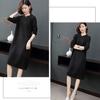 Large Size Knitted Dress In The Long Section Was Thin Temperament Base Dress Pure Color Simple Middle-aged Women Sweater Dress