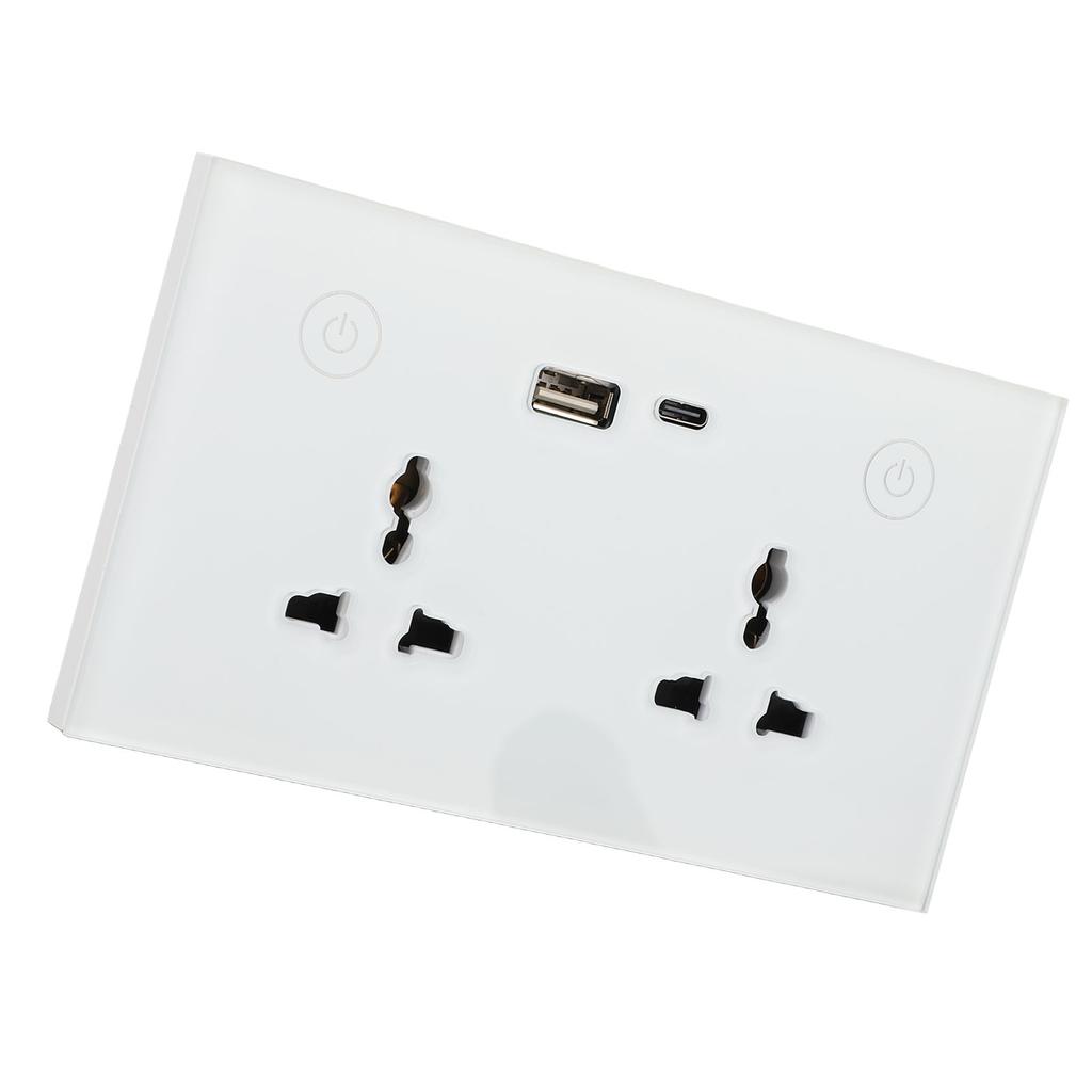 Smart Wall Outlet 2.4G WiFi Touch Light   Voice Control Smart Plug with USB and TYPE C   Port For   95‑250V