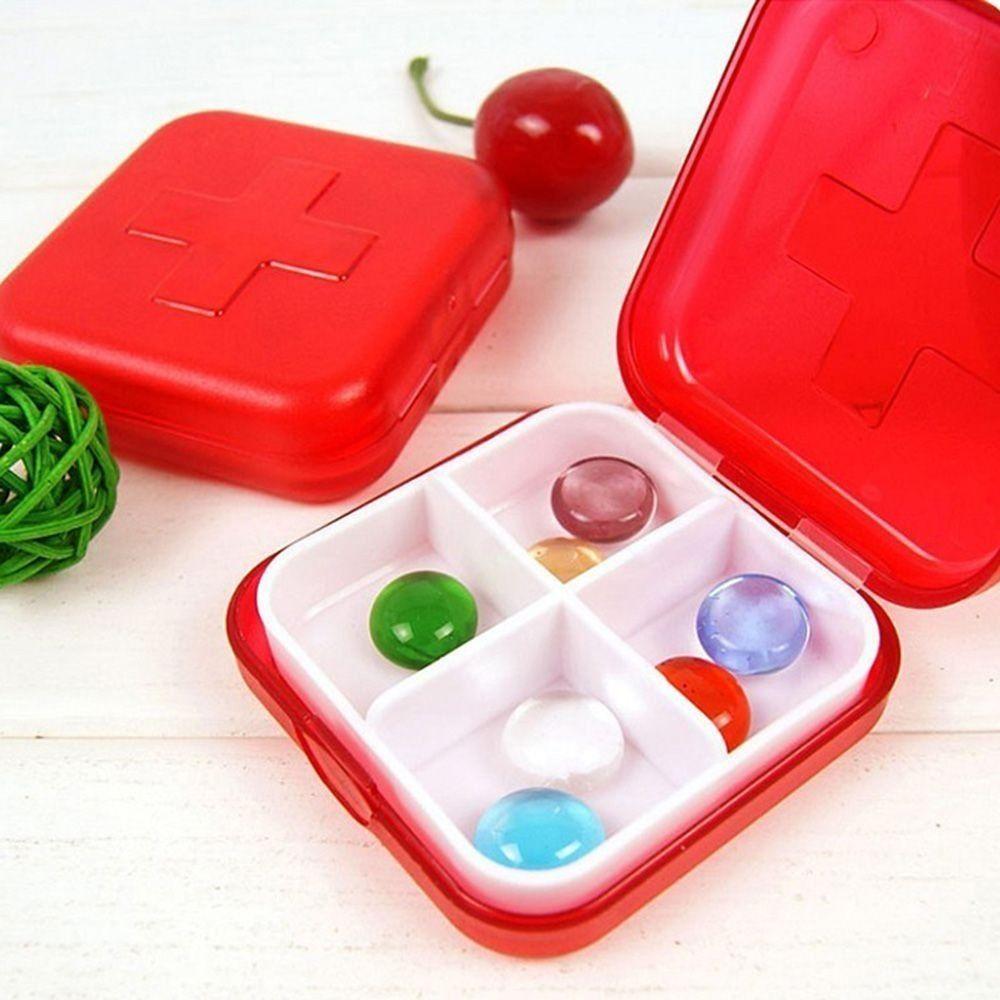 Sealed Medicine Box 4 Grids Tablet Holder Container Portable Pill Organizer Case  Travel