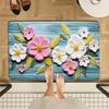 VIKAMA Floral Floor Mat Elegant Oil Painting Style Absorbent Anti-Slip Bathroom Foot Mat Entrance Foyer Carpet Home Decor