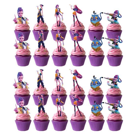 Birthday Party Decor Kit Themed Banner Cake Toppers & Spiral Balloons for K-POP Music Dance Theme Celebration Pink Girls Party Supplies