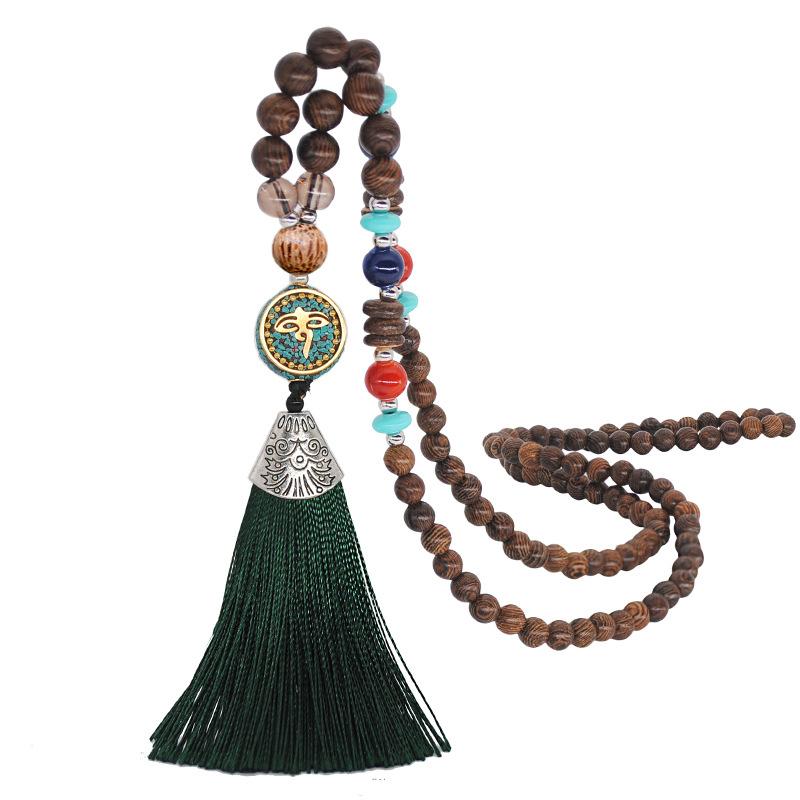 BLINGBAY женское ожерелье с подвеской, непальское оригинальное ожерелье ручной работы с деревянными бусинами, буддийские бусины, ретро литературное ожерелье, цепочка для свитера