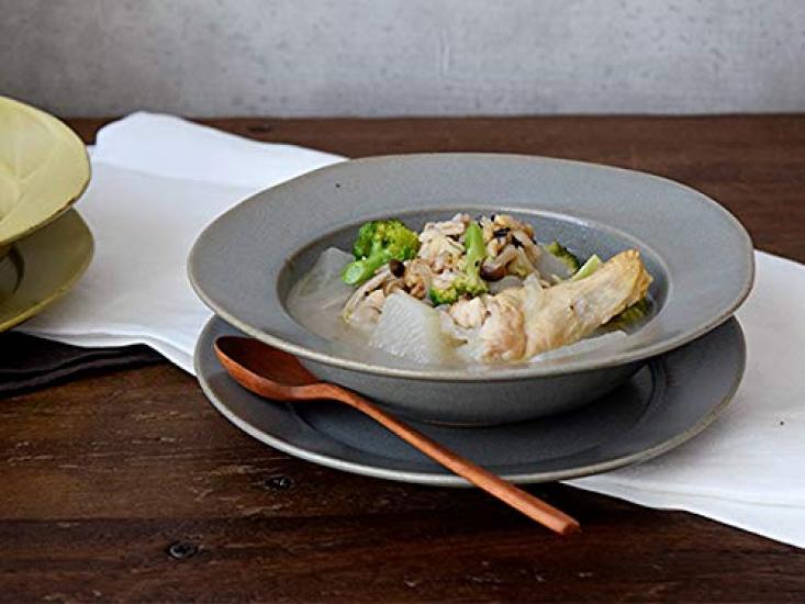 Суповая тарелка EAST table Rim 20 см из красной глины Corinne Grey, сделанная в Японии, стильная суповая миска, пригодная для использования в микроволновой печи, пригодная для мытья в посудомоечной машине IC-032-02