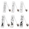 Stainless Steel Metal Bookmark Cat Long Chain Cat Pendant School Supplies Engraved Bookmark