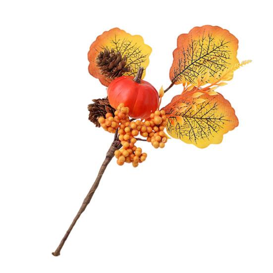 Хэллоуин Искусственные Тыквенные Ветки Искусственный Осенний Тыквенный Букет Поддельные Тыквенные Ветки с Листьями Клена для Осенней Цветочной Композиции Настольное Центральное Украшение