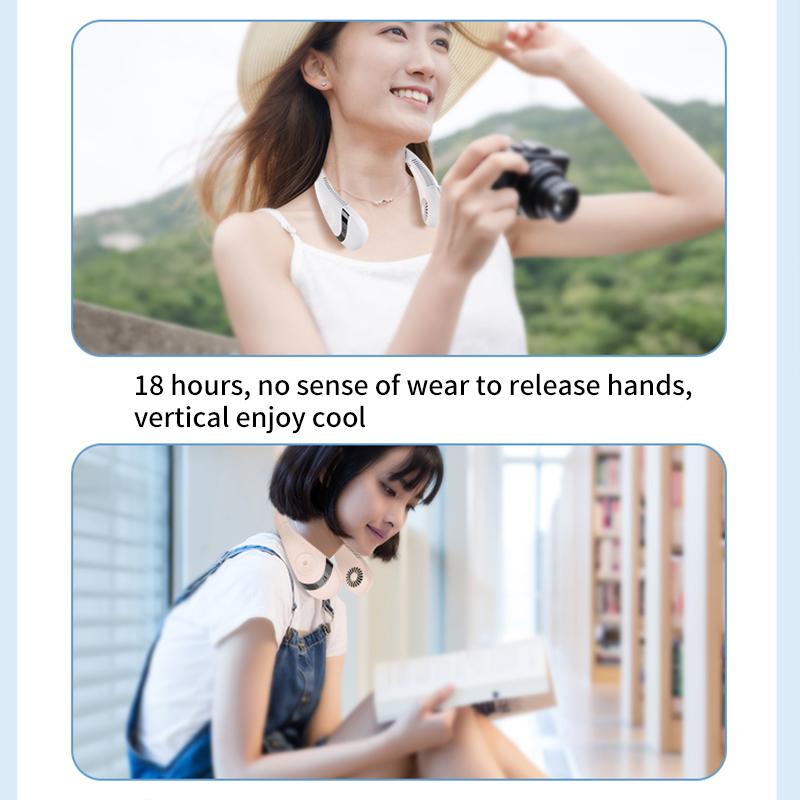 2024 Изысканный подвесной вентилятор с двойной охлаждающей шеей емкостью 5000 мАч, мини-USB портативный перезаряжаемый тихий вентилятор для путешествий на открытом воздухе в помещении