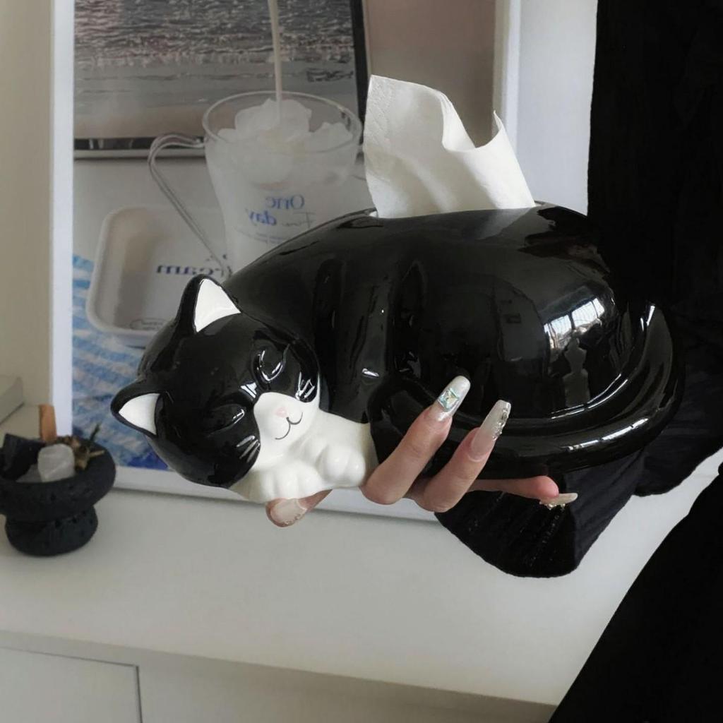 Керамический держатель для салфеток в виде кошки для декора гостиной, прихожей или журнального столика