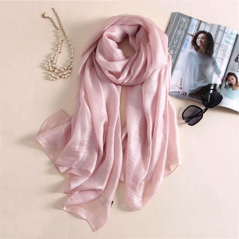 Pure Color Women Plain Scarf Head Wrap Plus Size Hijab New Female Sunscreen Shawl