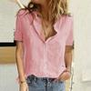 Хлопковые рубашки, белые, розовые блузки с короткими рукавами, однотонные, с отложным воротником на пуговицах, летние женские рубашки, белые топы