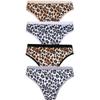4 Pack Women Leopard Bikini Back Plain Хлопчатобумажные трусики Нижнее белье