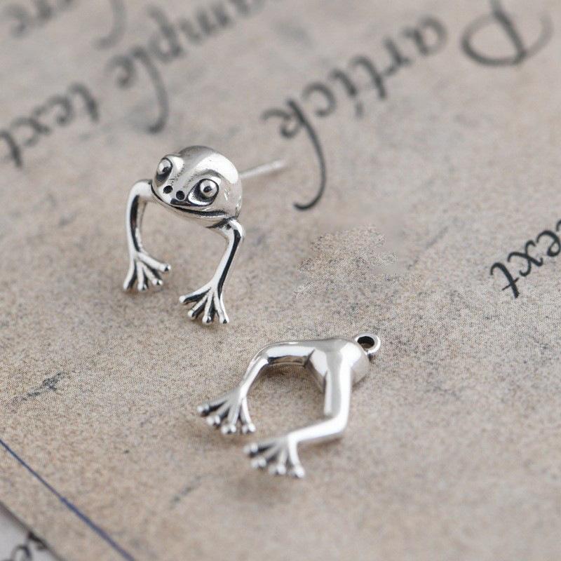 Простота 1 пара Ювелирный подарок Серьги-гвоздики Забавные серьги Модные животные Лягушка Для женщин Мужчин