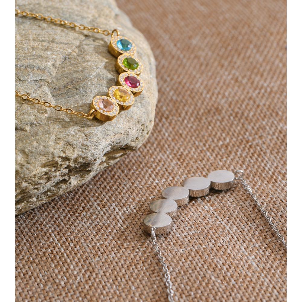 Eetit Разноцветное колье-подвеска с кубическим цирконием Высококачественная нержавеющая сталь Изящные подарочные украшения Водонепроницаемые для женщин