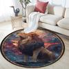 Lion Artwork Round Area Rug,Carpet Rug for Living Room Bedroom Sofa Playroom Decor,Non-slip Floor Mat