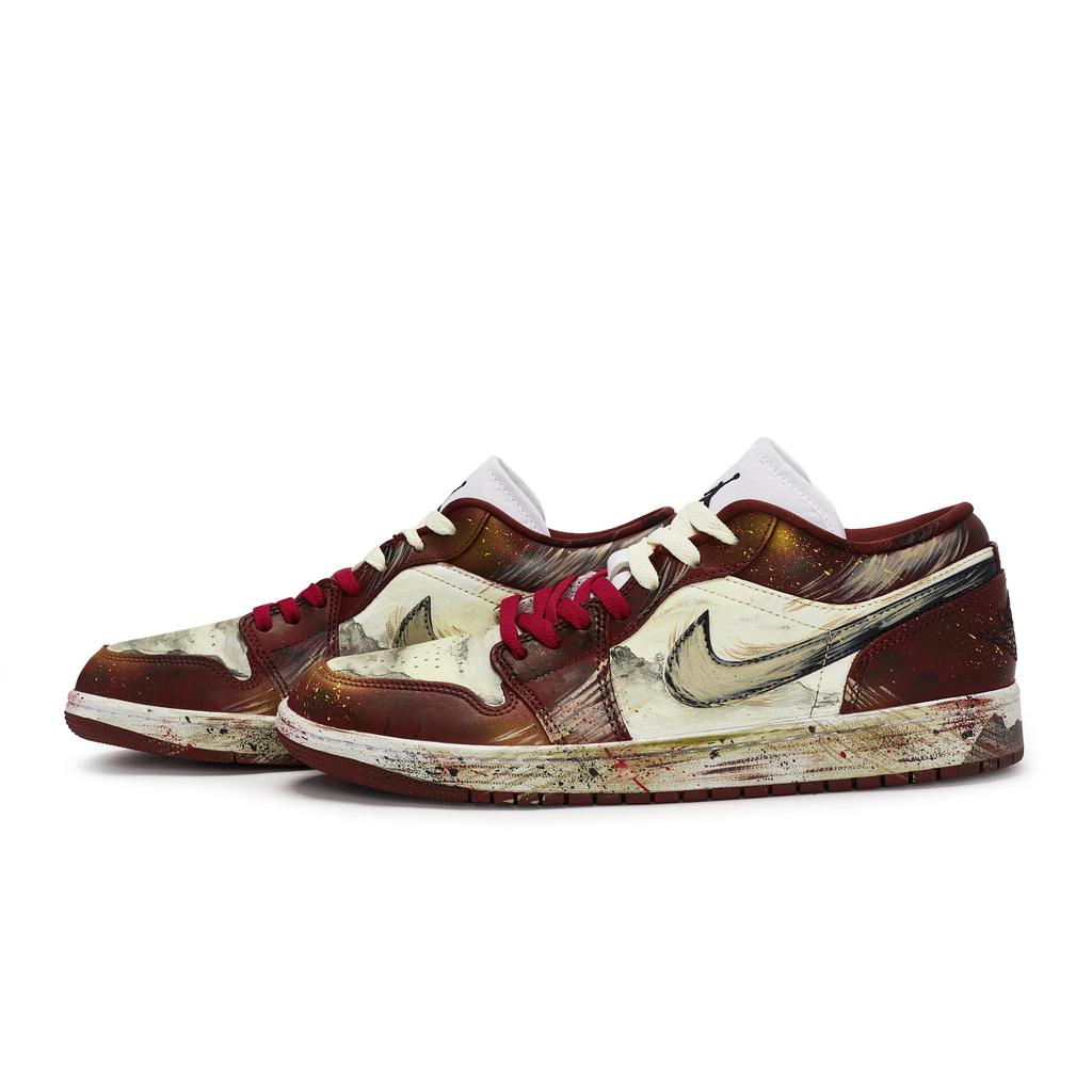 Jordan Кроссовки Air Jordan 1 Vintage Баскетбольные Унисекс Низкие Бежевый/Красный/Коричневый HF3148-102(Team80-S-BOX)