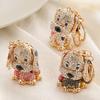 Cartoon Dog Shape Car Keychain Colorful Rhinestones Inlaid Keyring Bag Souvenir Charm