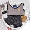 1 set Plaid Shorts Cotton Doll's Clothes Knitted Vest Plush Doll Clothes  20cm Cotton Doll