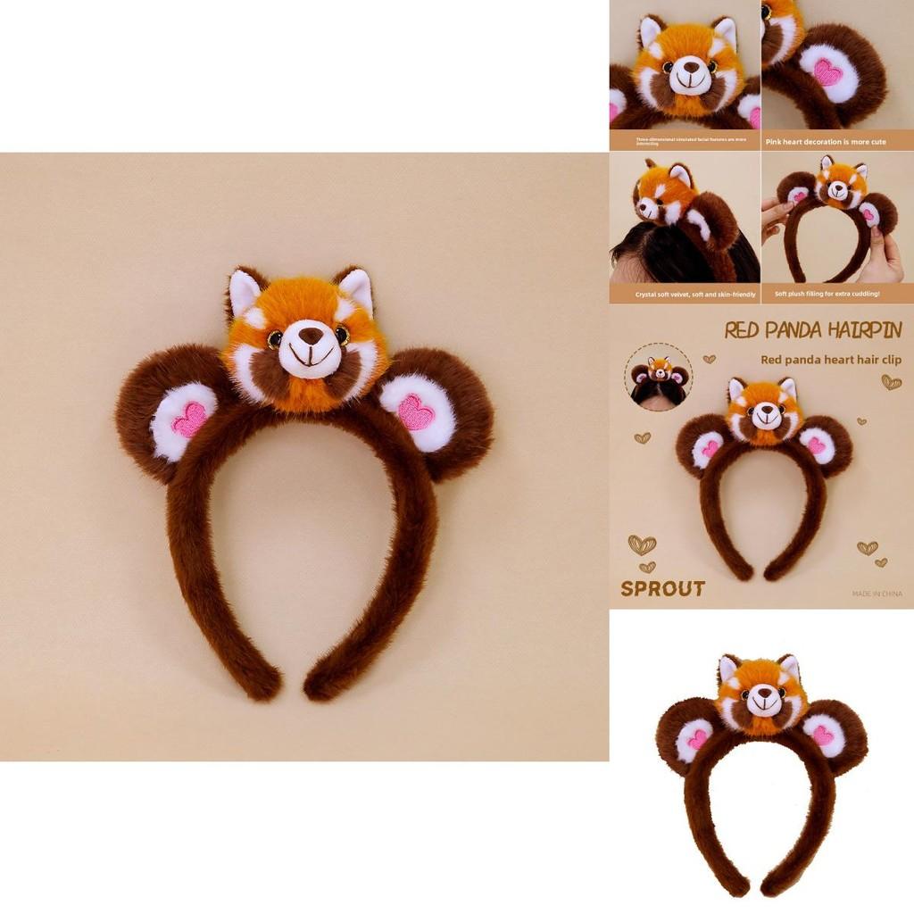 Red Panda Soft Plush Headband With Decorative Hair Accessory For Playroom