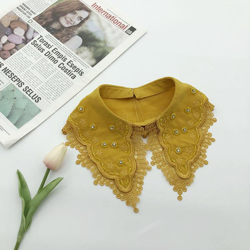 White Fake Collar for Women Shirt Blouse Necklace Candy Color False Collar Handmade Beads Detachable Sweater Collars Decor