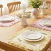 Ruffle Heat-Insulated Mat Stripe Grid Table Mat Washable Coaster  Breakfast