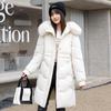 Women's Mid Length Thickened Down Jacket with Hood and Large Collar Cotton Jacket
