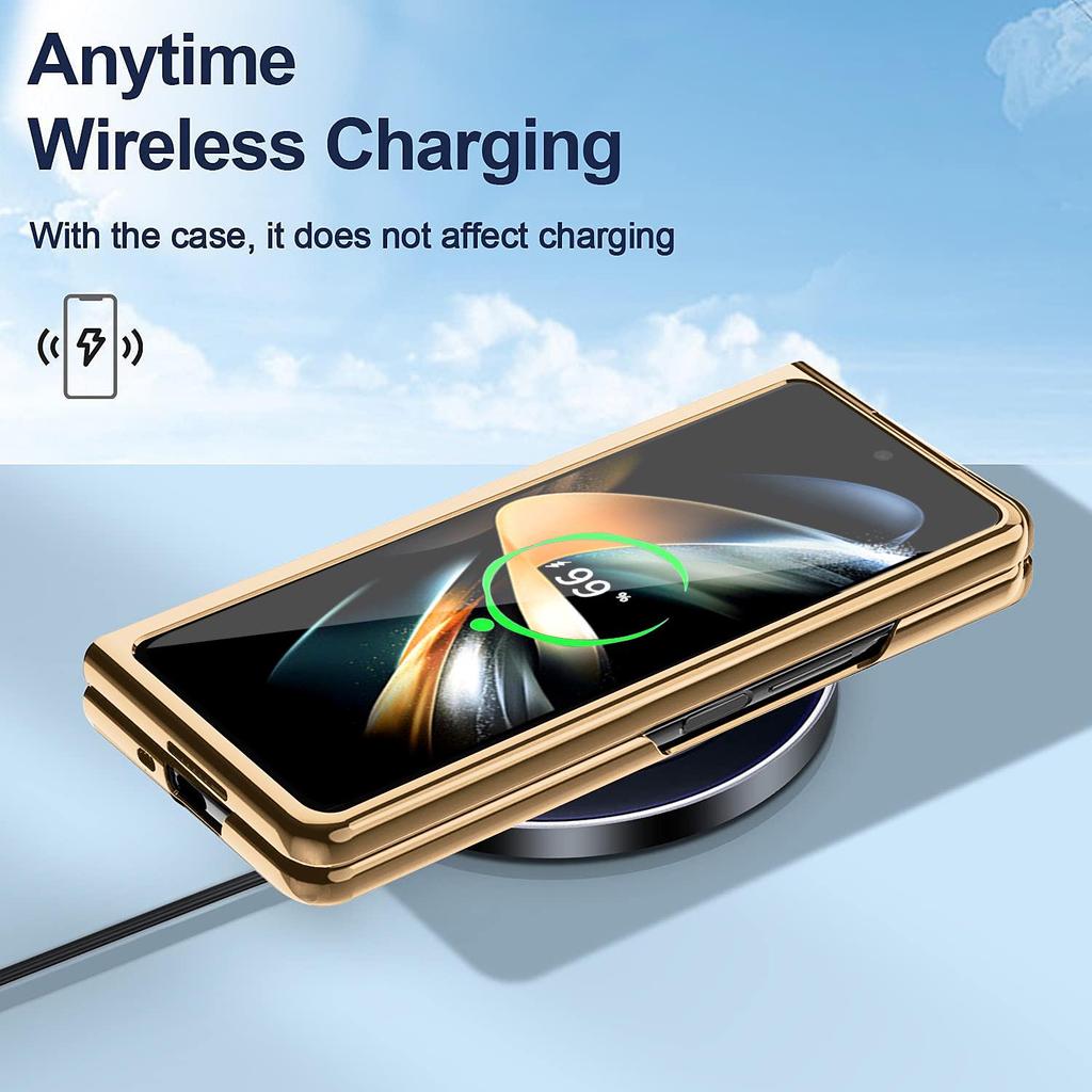 Чехол-книжка из ПУ кожи для Samsung Z Fold7/6/5 с подставкой-кольцом в виде ромбовидной решетки с гальваническим покрытием