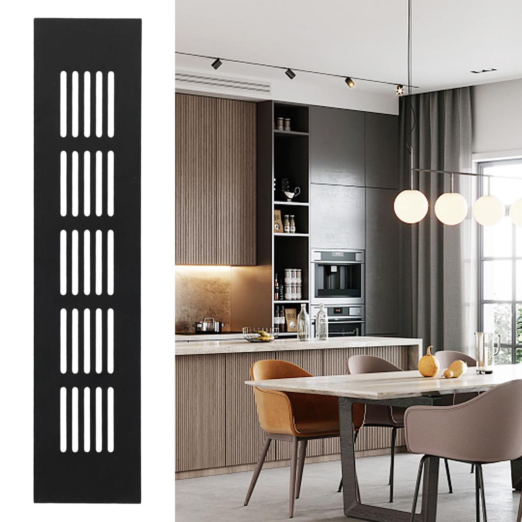 Решетка вентиляционная настенная для шкафа 50*150-400 мм алюминиевая черная для шкафа многофункциональные сменные аксессуары