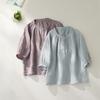 Summer Cotton Linen Artistic Loose Round Neck Shirt Top for Women