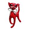 [R8504] - Red 'Cat' Designer Brooch - 55x25 Mm