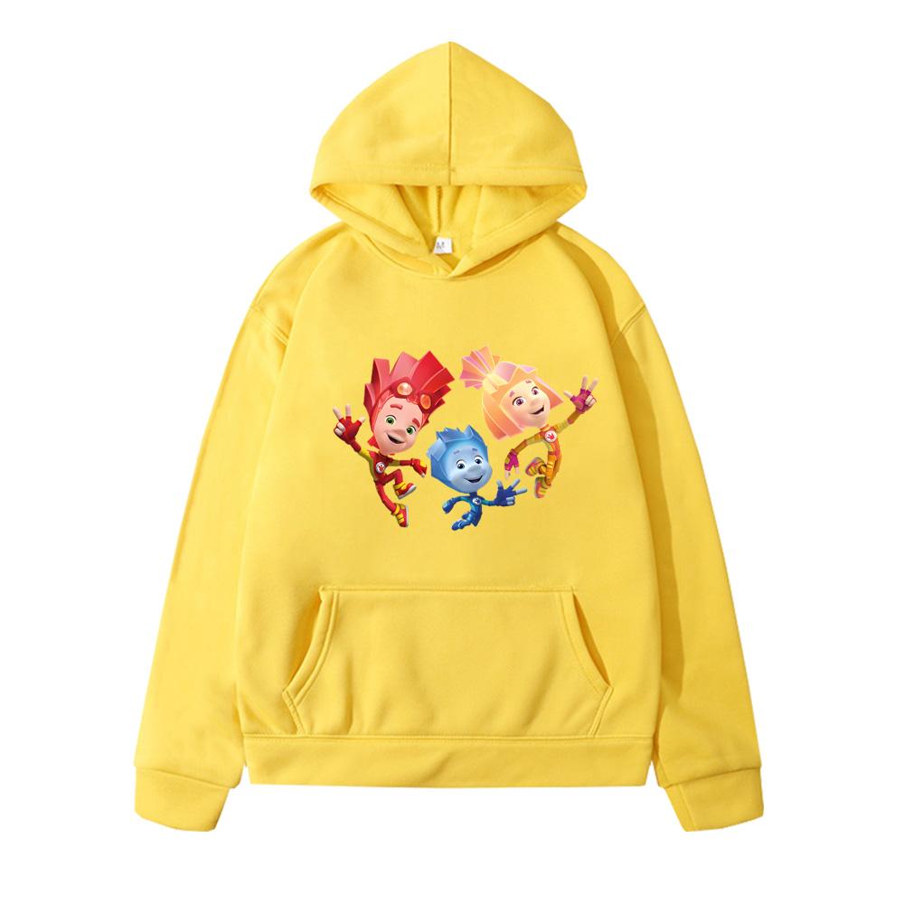 Fixies Cartoon Print The Fixies Children Hoody Cute Autumn Winter Outdoor Hooded Windproof Clothing Fashion Children's Fleece Hoodies