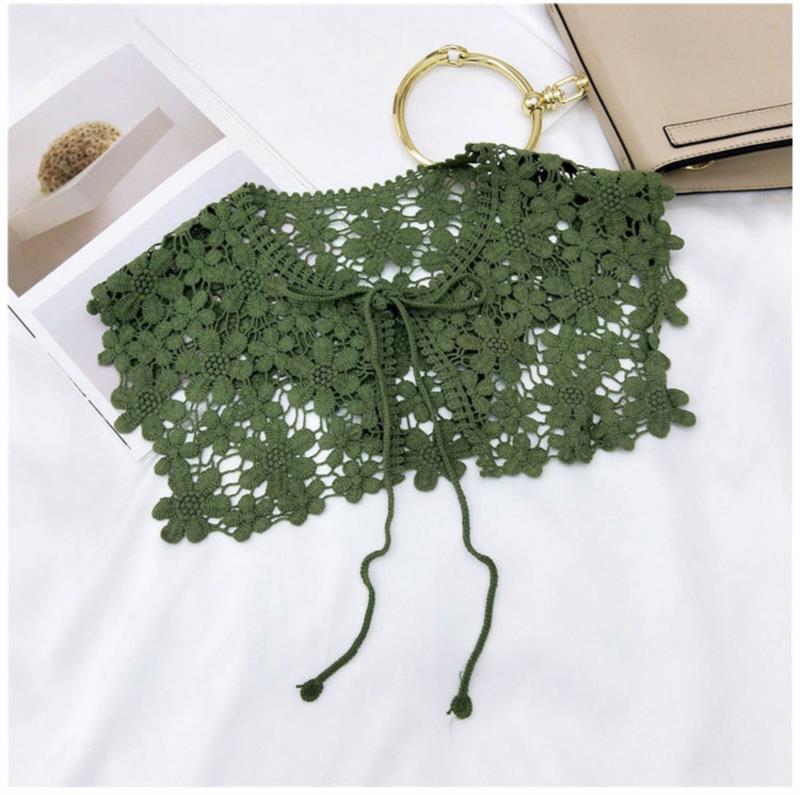 Vintage Shawl O-Neck Doll Fake Collar Shirt Women Hollow Crochet Lace False Collar Detachable Woman Half Shirt Faux Col