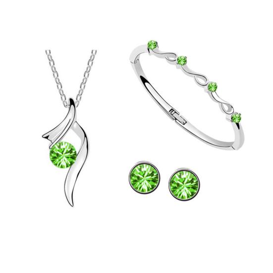 Свадебный комплект украшений Посеребренный горный хрусталь Инкрустация Ожерелье Серьги Браслет