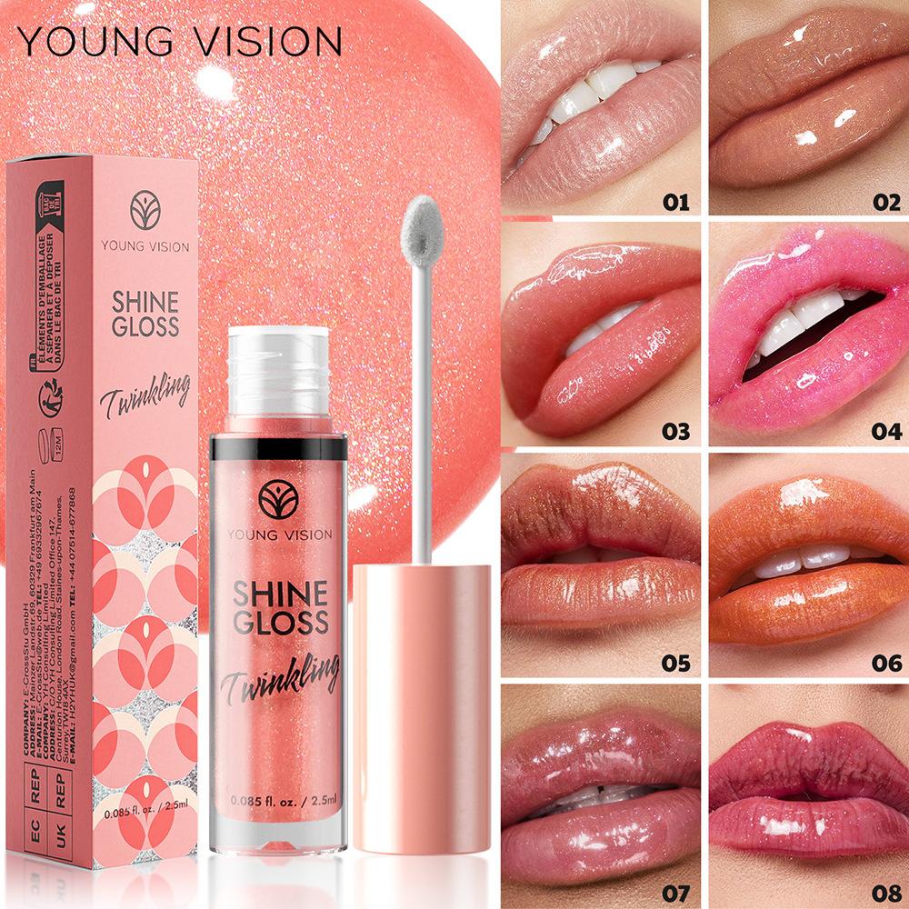 1 ШТ. YOUNG VISION GLOSS TWINKLING SET - 1 цвет Увлажняющий блестящий блеск для губ, легкий и нелипкий, идеально подходит для создания очаровательных сияющих губ