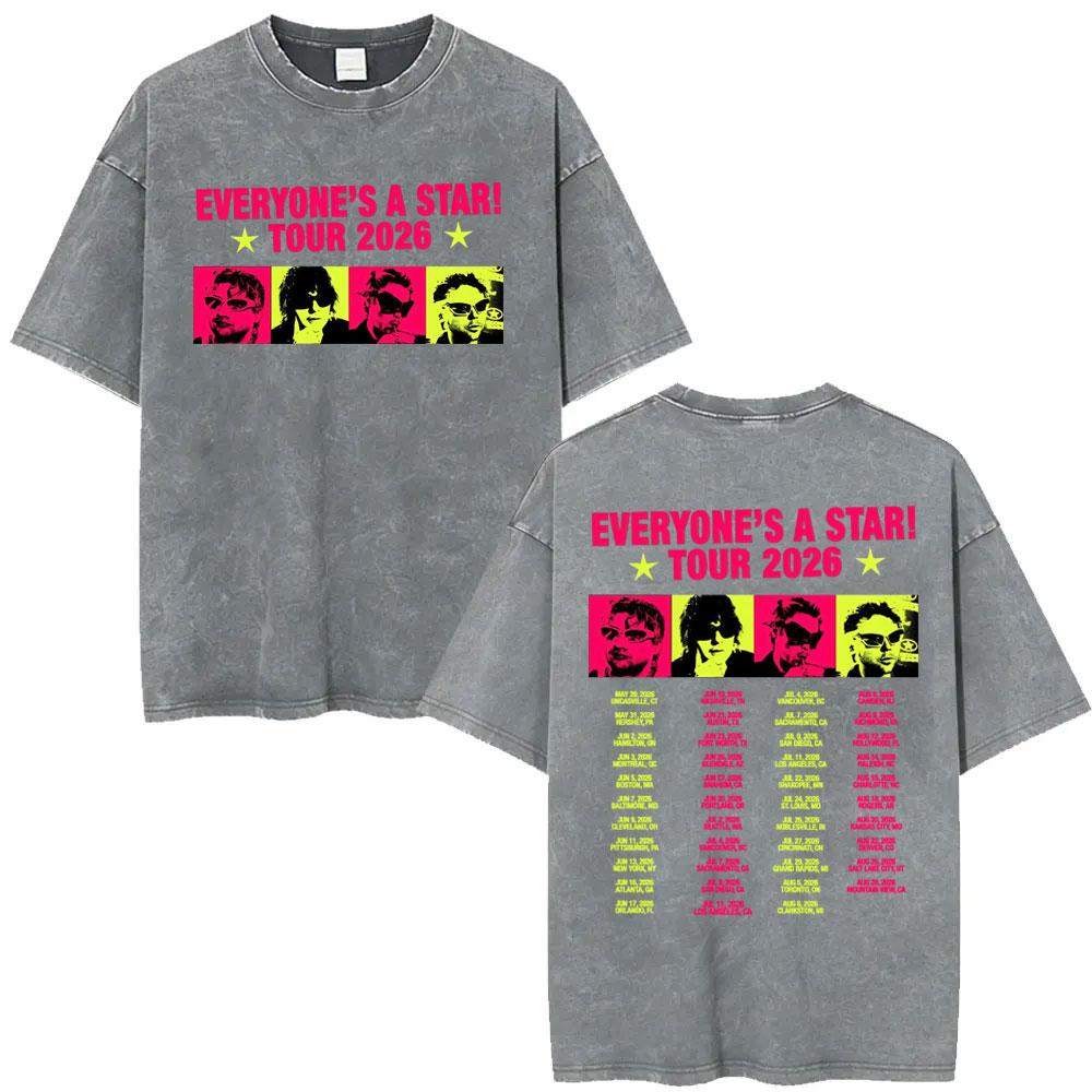 Seconds of Summer Everyones A Star World Tour Vintage Washed T Shirts Men Women Harajuku Hip Hop Oversized Tshirt Streetwear