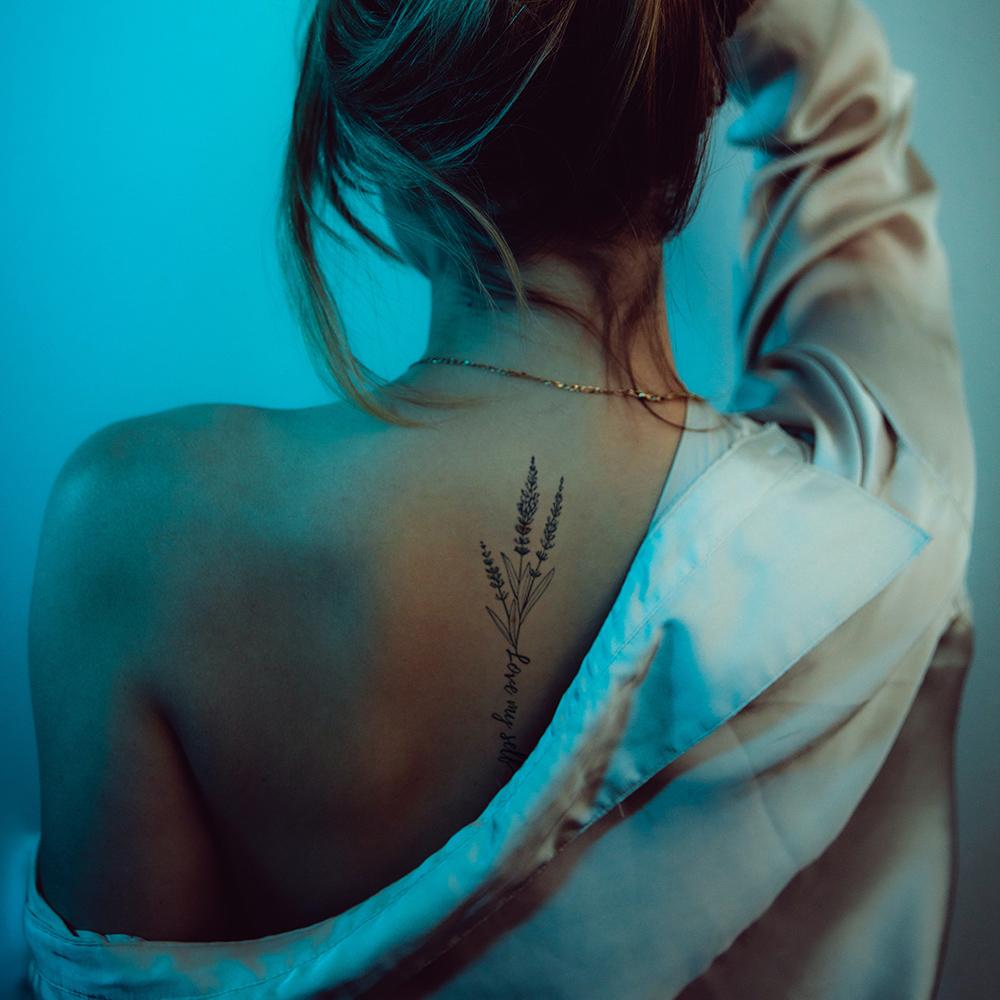 1 Sheets Semi Permanent Realistic Waterproof and Removeable Herb Tattoo Women's Back Tattoos Long Lasting