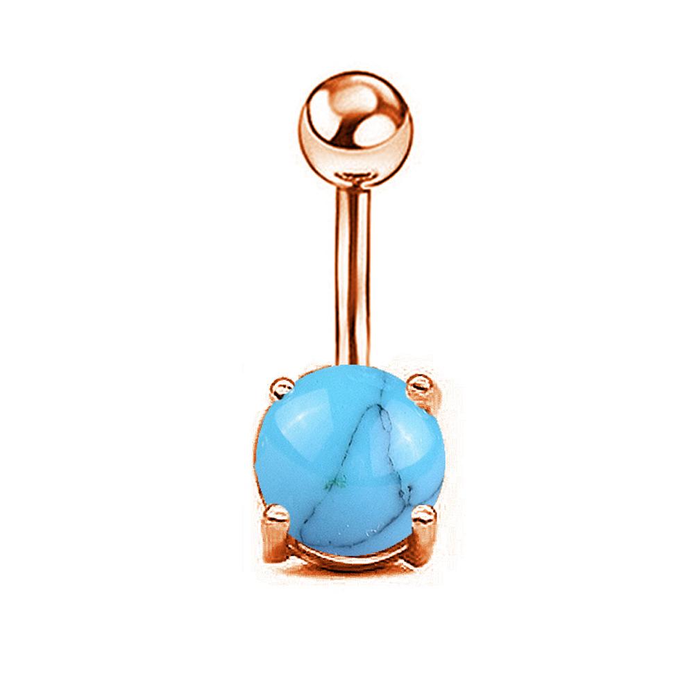 New Products In Europe And America New Imitation Opal Navel Ring Silver Rose Gold Navel Nail