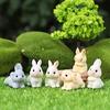Adorable Miniature Rabbit Figurine Set for DIY Dollhouse Décor