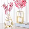 Металлическая подставка для вазы для цветов, прозрачная стеклянная ваза, любовные подарки, настольное украшение для дома, скандинавский стиль, домашний декор, офисное украшение