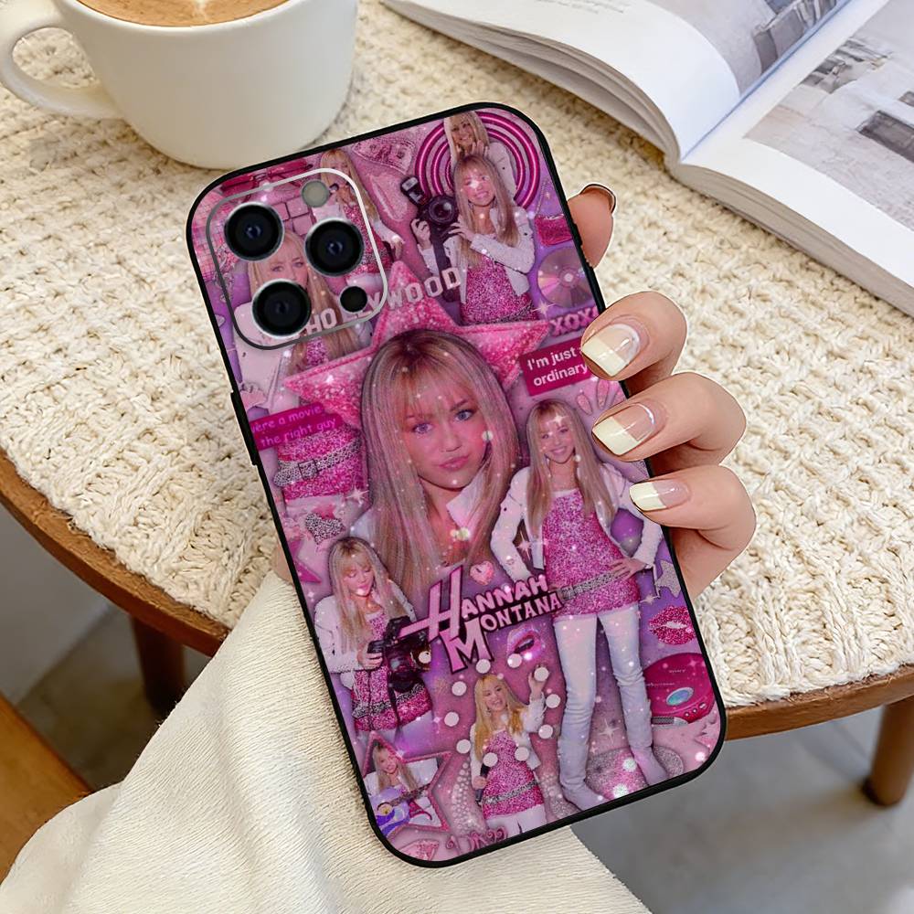 H-Hannah m-Montana Phone Case For iPhone 17,16,15,14,13,12,11 Plus,Pro Max,XS,Soft Silicone Black Cover