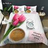 Mother's Day King Queen Duvet Cover Express Love for Mom Wife Bedding Set Colorful Floral Quilt Cover Polyester Comforter Cover