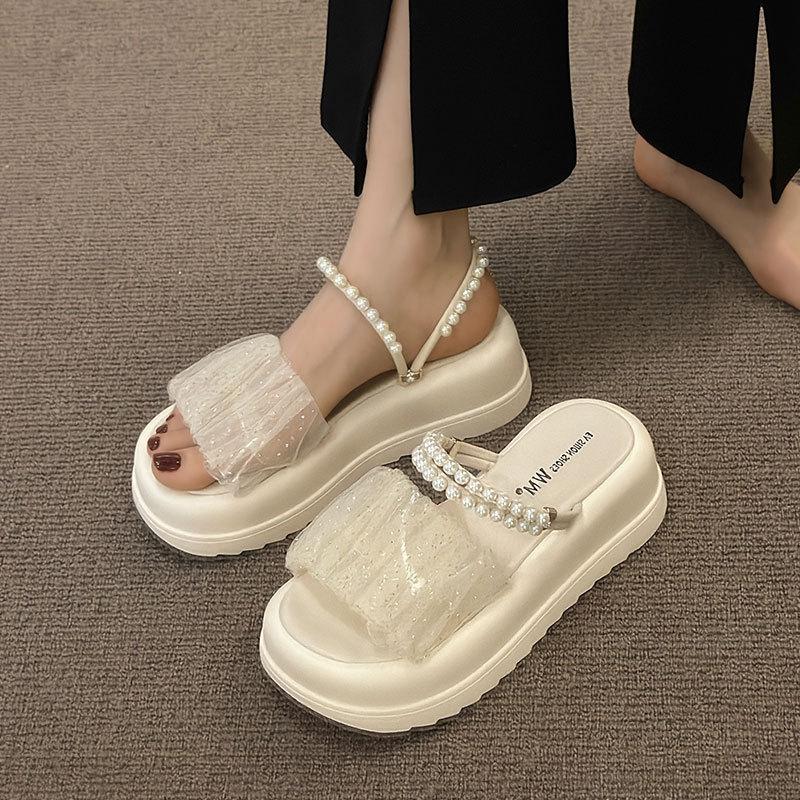 Женские сандалии, летние, новые, сетчатые, на танкетке, модные, на толстой подошве, пляжные, повседневные, женские сандалии, тапочки, Zapatillas Mujer